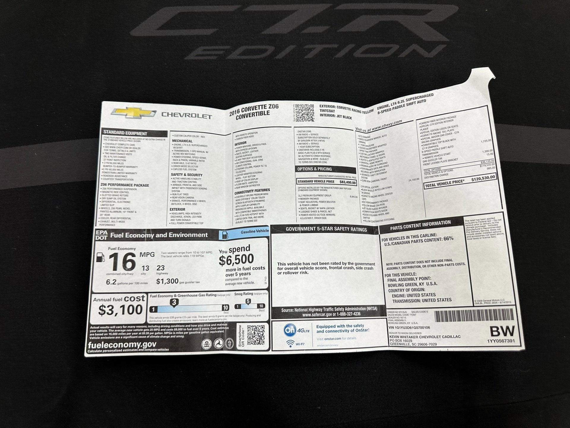 2016 Chevrolet Corvette Z06 3LZ