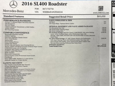 2016 Mercedes-Benz SL-Class SL 400