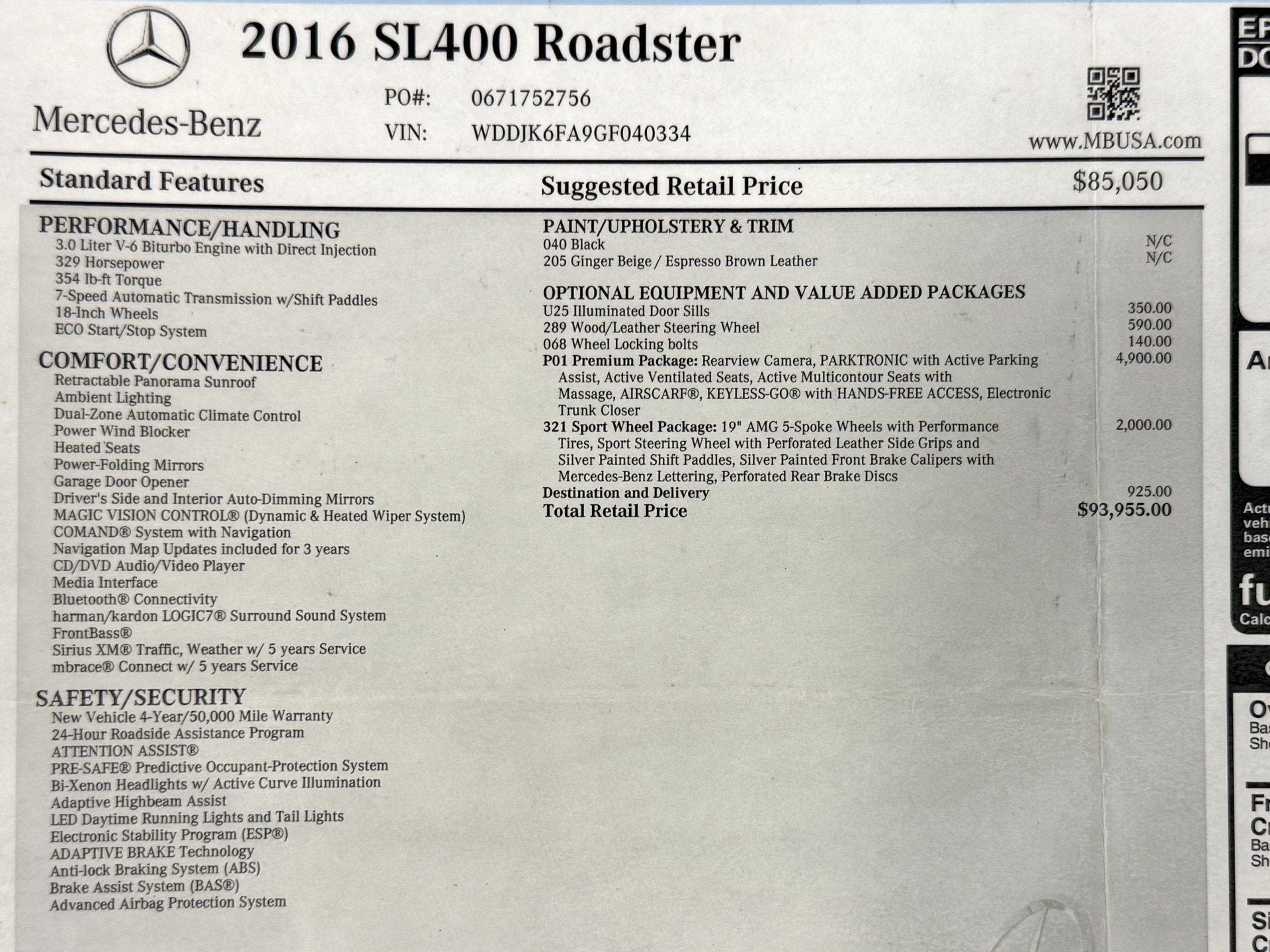 2016 Mercedes-Benz SL-Class SL 400